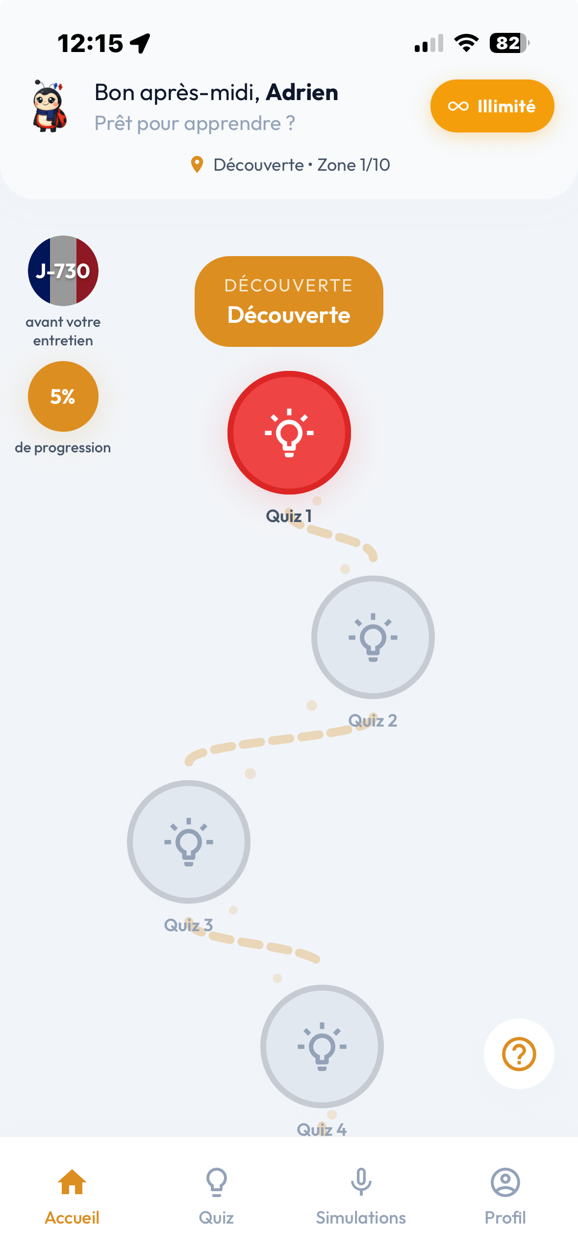 Écran d'accueil CitoyenPlus
